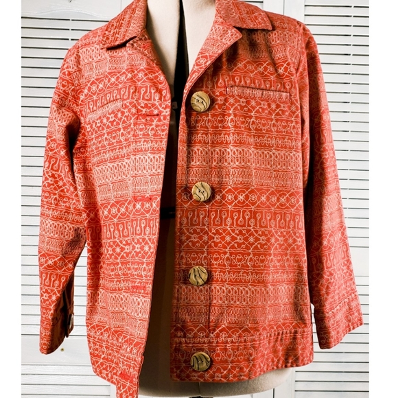 Liz Claiborne Wm Sz Small Autumn Shacket Jacket Southwest Coral~Button Details - Picture 1 of 5
